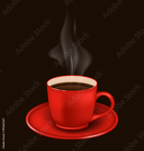 Red coffee mug with vapor