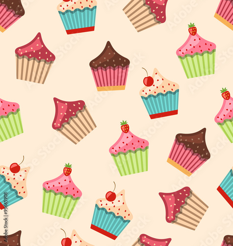 Seamless Pattern with Different Muffins