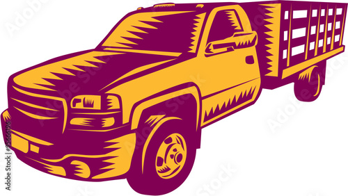 Pick-up Truck Woodcut