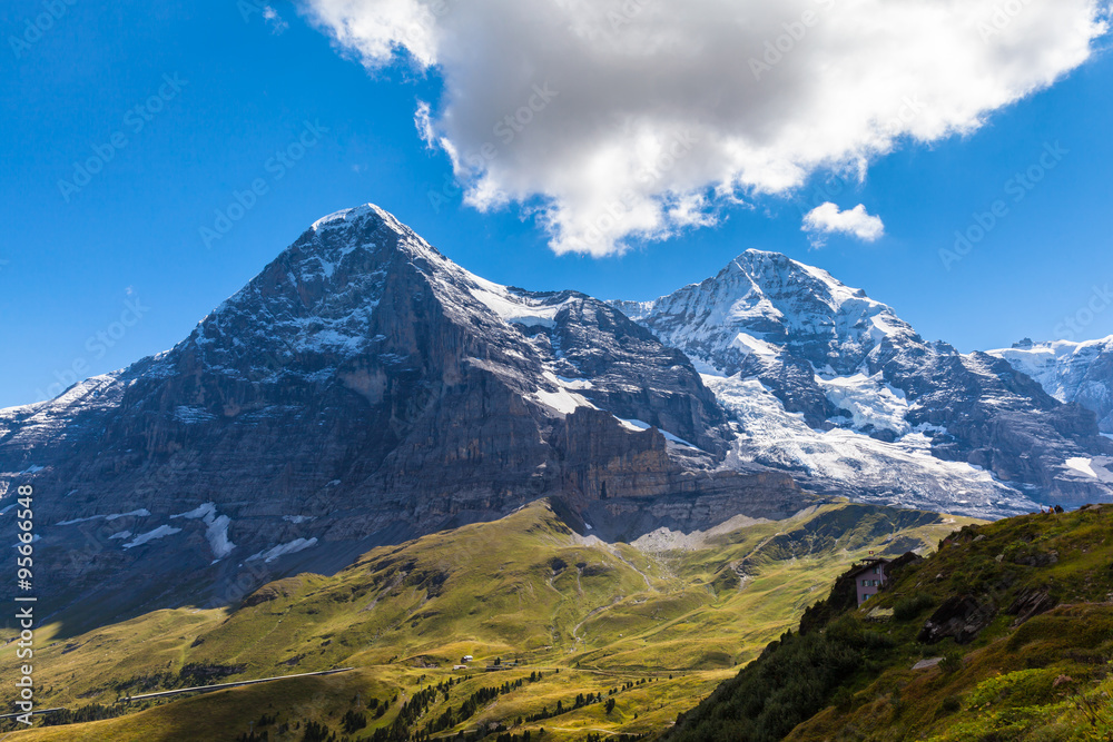 Eiger north face, Eiger glacier and Monch