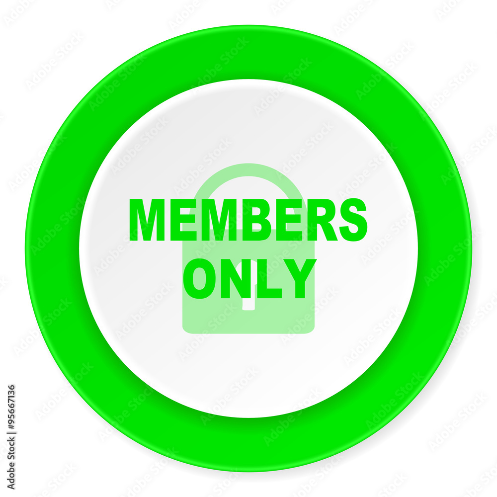 members only green fresh circle 3d modern flat design icon on white background members only green fresh circle 3d modern flat design icon on white background