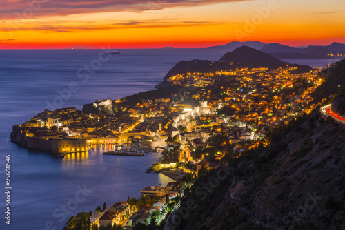 The Old Town of Dubrovnik at sunset  Croatia