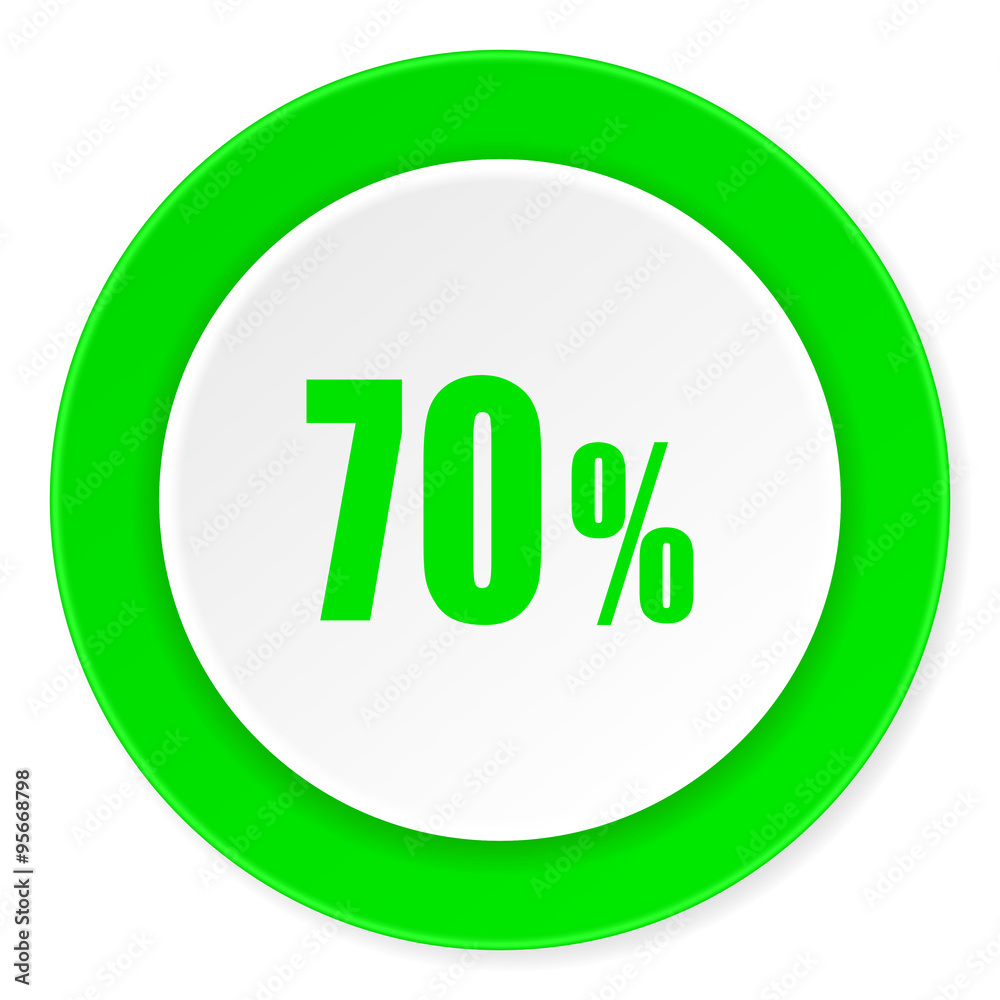 70 percent green fresh circle 3d modern flat design icon on white background 70 percent green fresh circle 3d modern flat design icon on white background