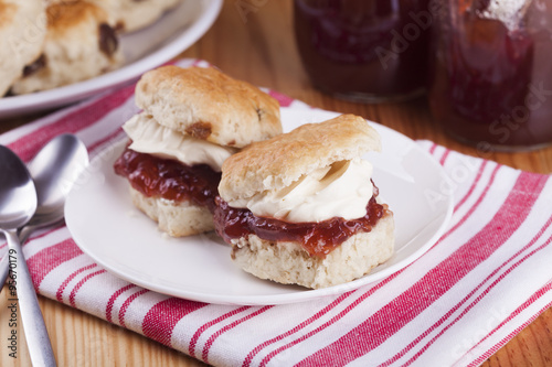 Scones with Strawberry Jam and Whipped Cream