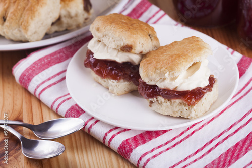 Scones with Strawberry Jam and Whipped Cream