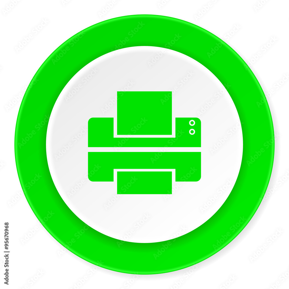printer green fresh circle 3d modern flat design icon on white background printer green fresh circle 3d modern flat design icon on white background