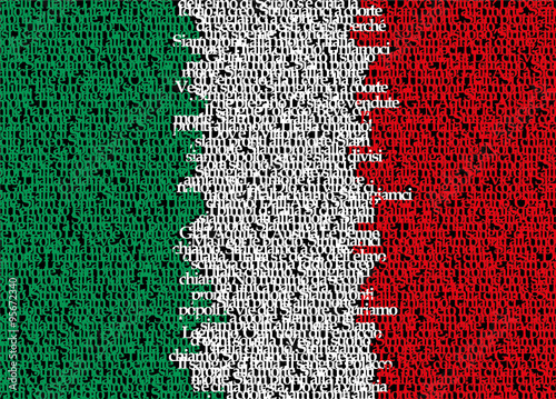 Fotografi Typography flag of Italy whith text of national anthem