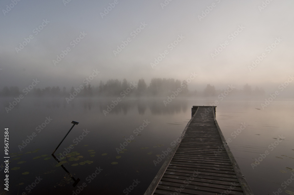 Fototapeta premium Finland, fog on the water.