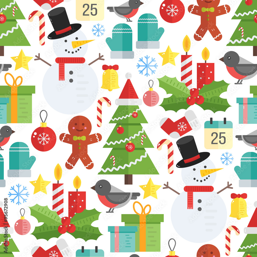 Christmas background, vector seamless pattern with christmas ele Christmas background, vector seamless pattern with christmas ele