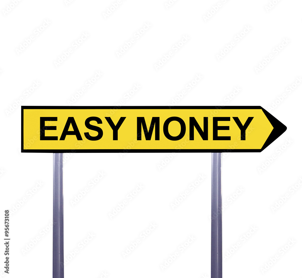 Conceptual arrow sign isolated on white - EASY MONEY