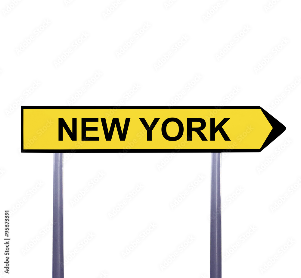 Conceptual arrow sign isolated on white - NEW YORK