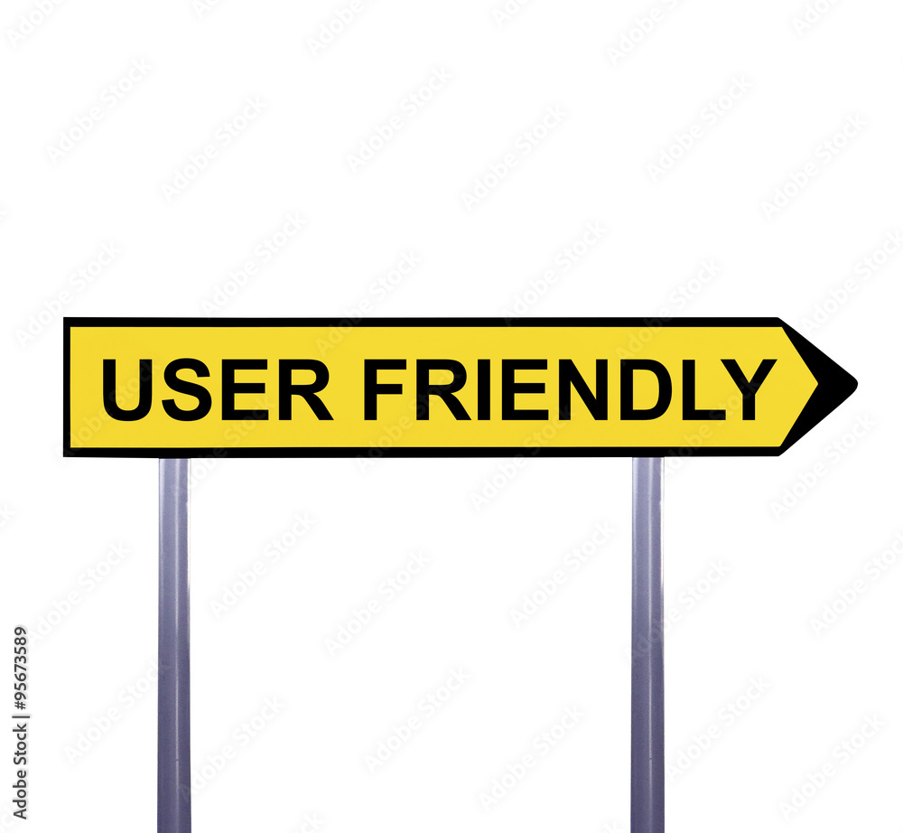 Conceptual arrow sign isolated on white - USER FRIENDLY Conceptual arrow sign isolated on white - USER FRIENDLY