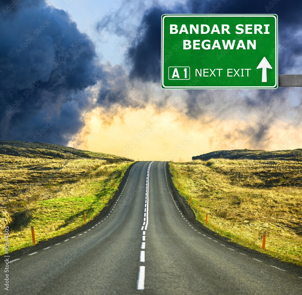 BANDAR SERI BEGAWAN road sign against clear blue sky
