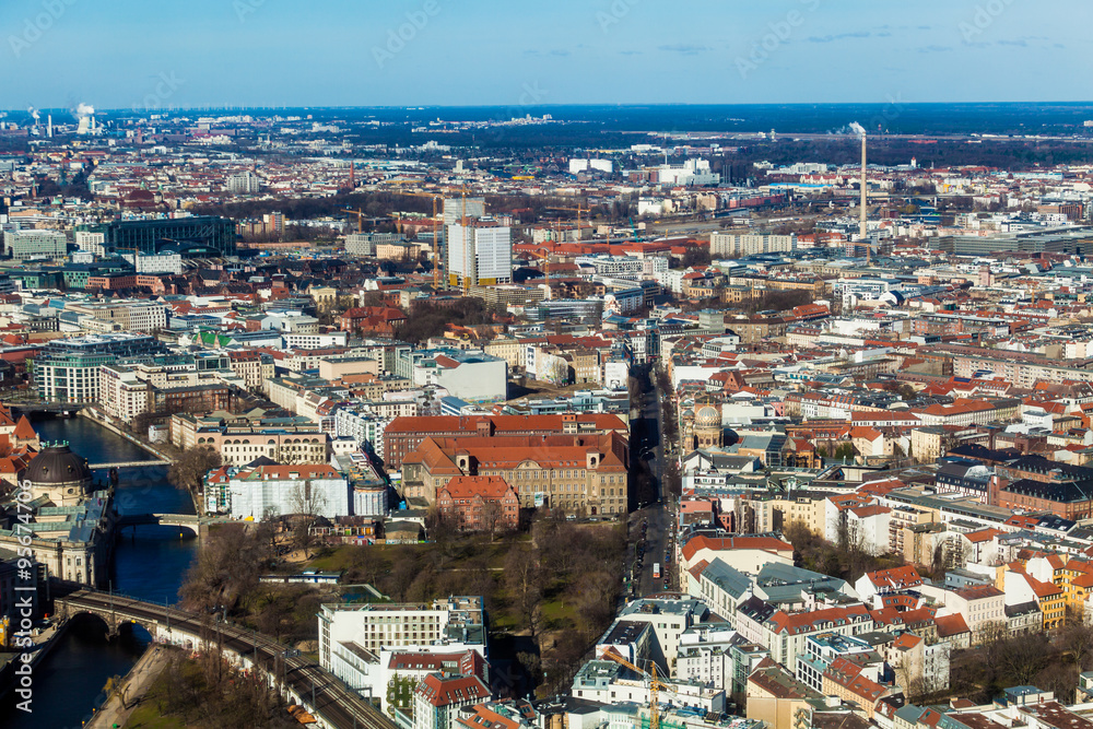 Fototapeta premium Aerial view of Berlin. Panorama of Berlin. Berlin bird's-eye vi