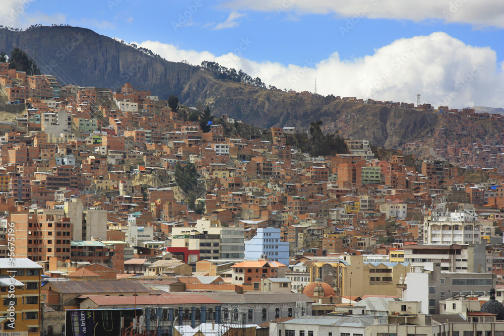 Background of houses in La Paz Bolivia