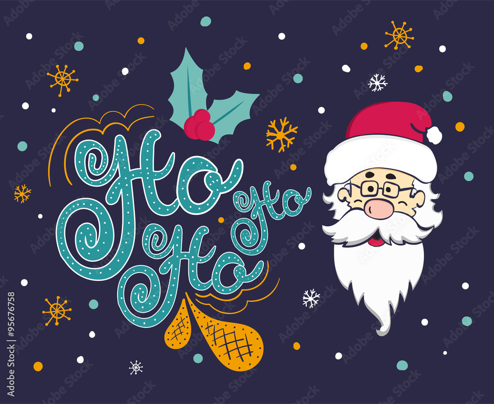 Vector Christmas card with Santa Claus. Santa says Ho ho ho. Vector Christmas card with Santa Claus. Santa says Ho ho ho.