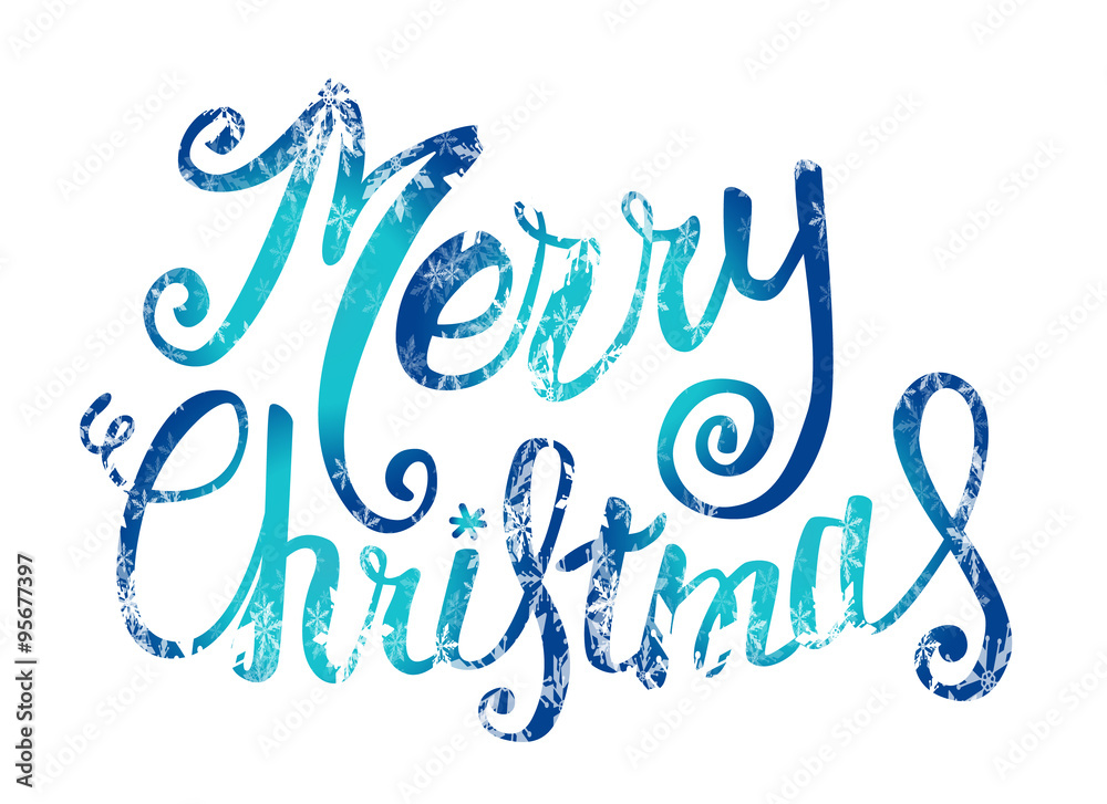 Vector Merry Christmas card with Christmas lettering, handmade