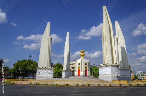 BANGKOK,THAILAND - JULY 3: democracy monument close for repair, July 3, 2014 in Ratchadamnoen Rd. Bangkok,Thailand photo