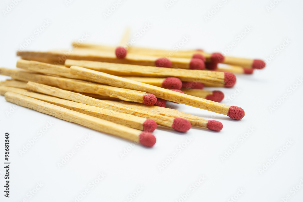 Matches on white background