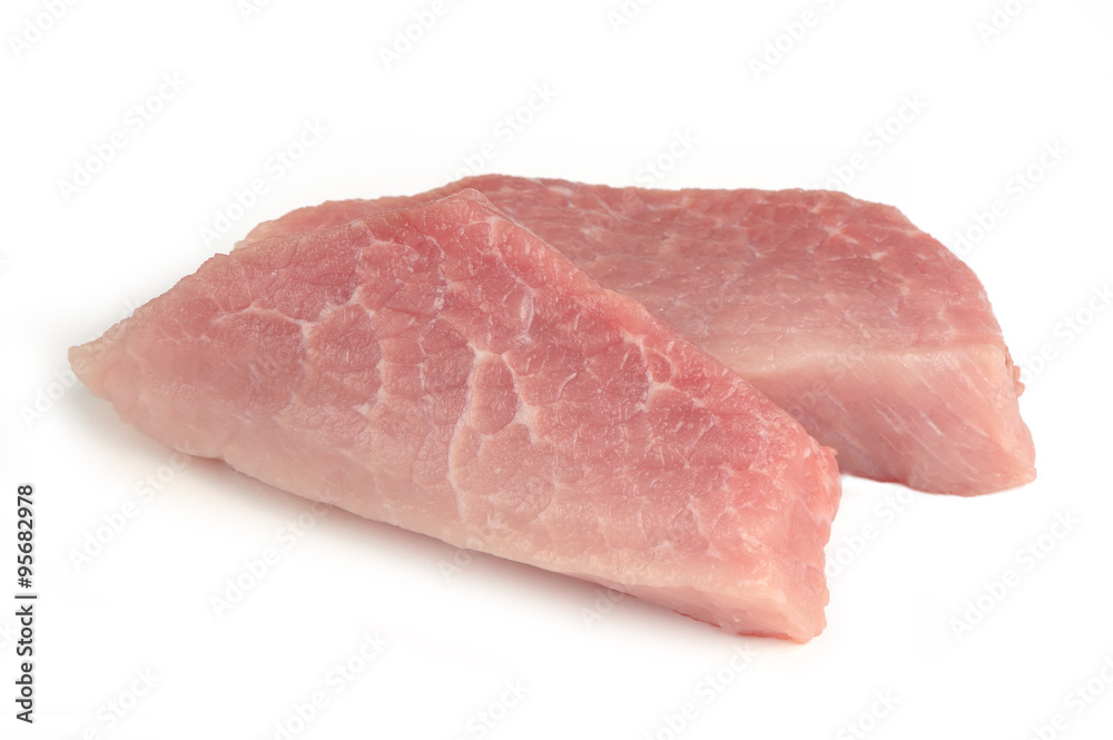 Raw Meat (Pork) Isolated on White Background