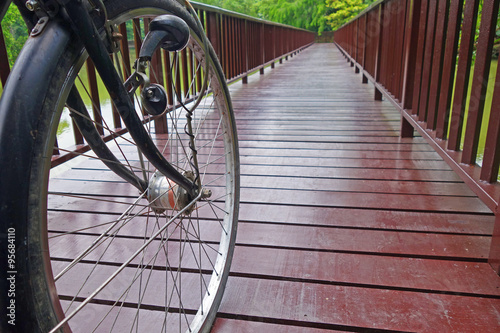 Bicycle wheel with bike lanebackground