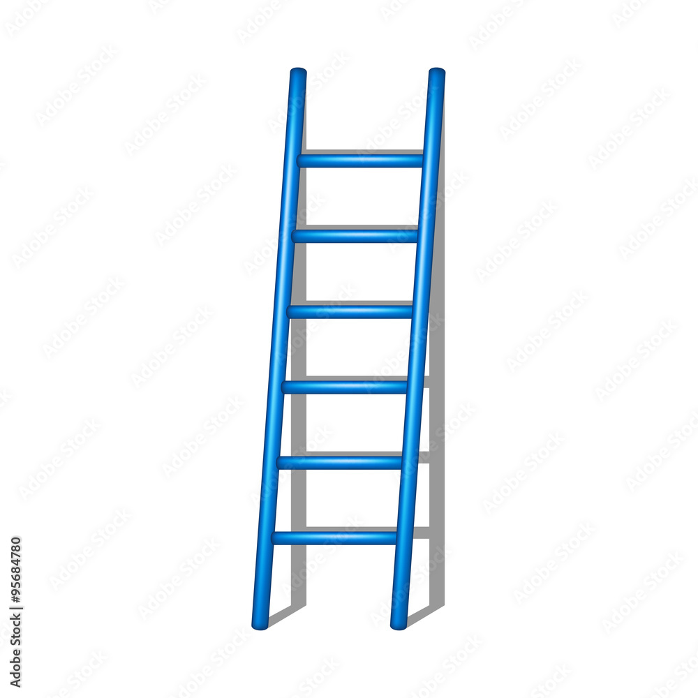 Wooden ladder in blue design with shadow Wooden ladder in blue design with shadow
