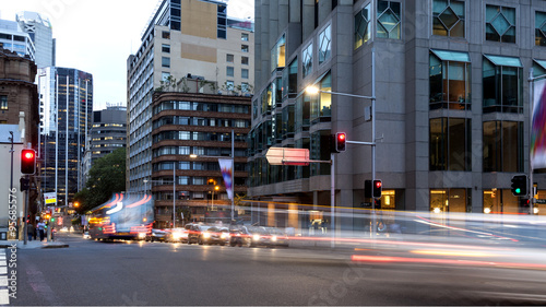 Sydney City traffic light trails