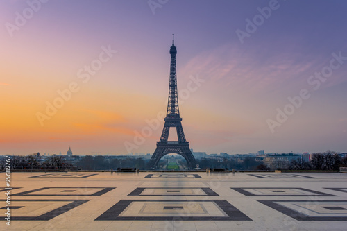 The Eiffel Tower during the Sunrise