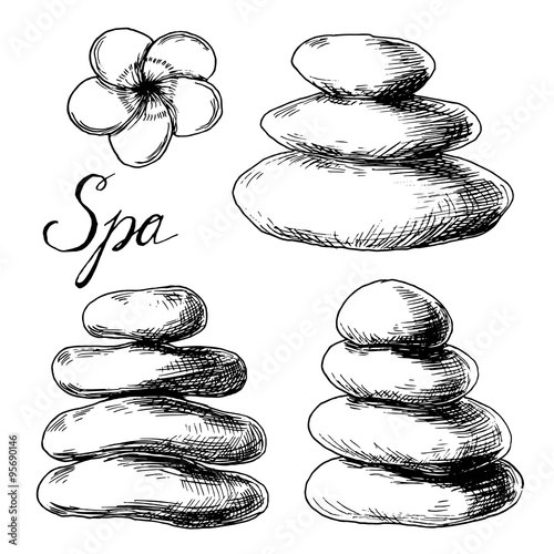 Vector sketch with stones pyramids