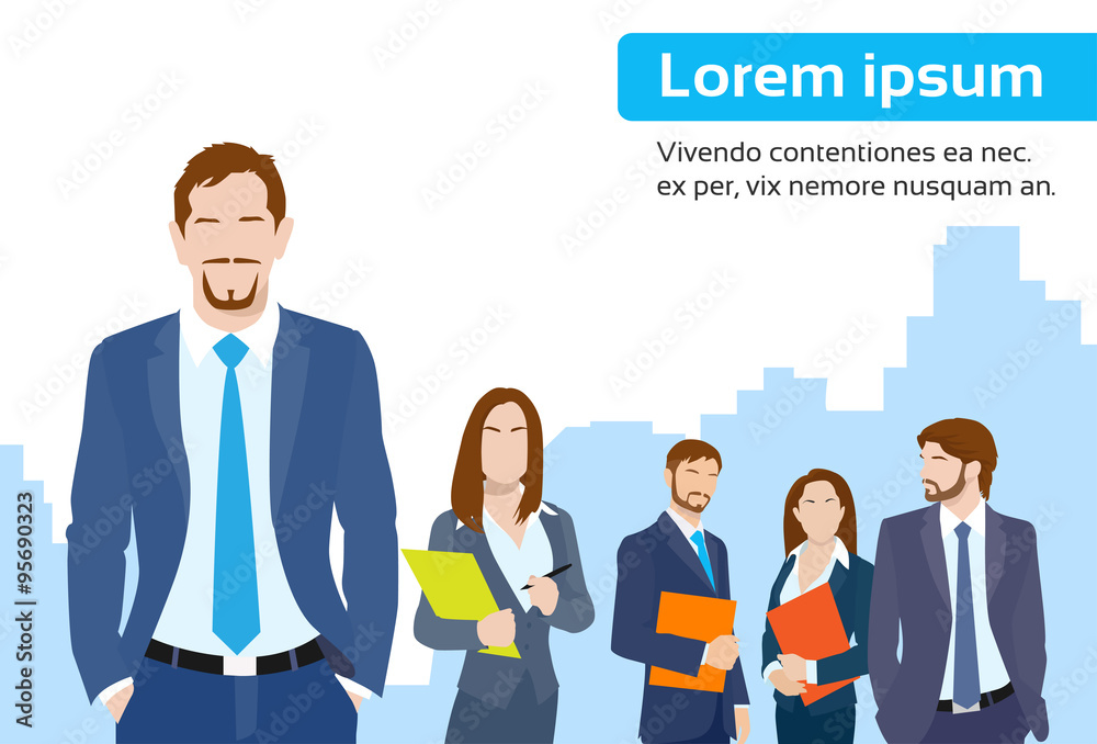 Businessmen Leader Boss with Group of Business People Team Businessmen Leader Boss with Group of Business People Team