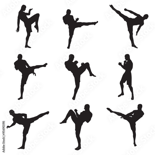 muay thai martial arts silhouettes