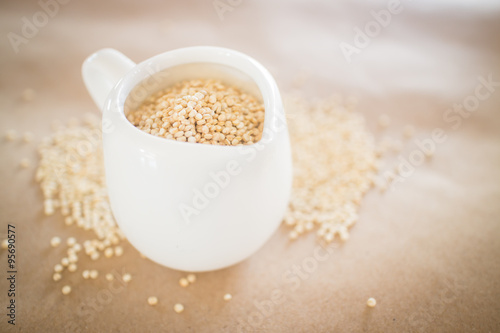Raw organic white quinoa seeds