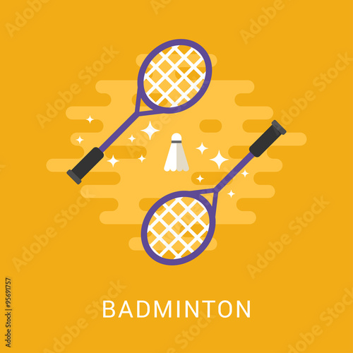 Sport Concept Illustration. Badminton. Flat Style Vector Illustration