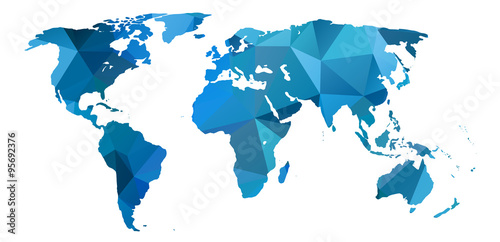 World map with Abstract Colorful Triangular texture