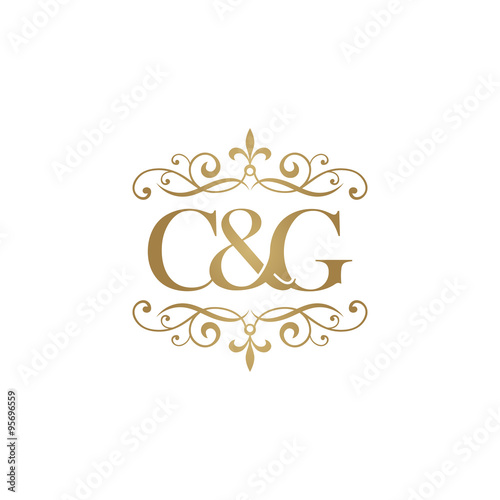 C&G Initial logo. Ornament ampersand monogram golden logo
