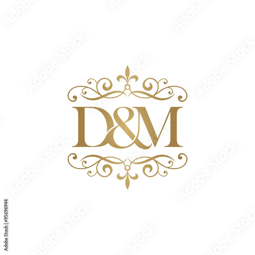 D&M Initial logo. Ornament ampersand monogram golden logo photo