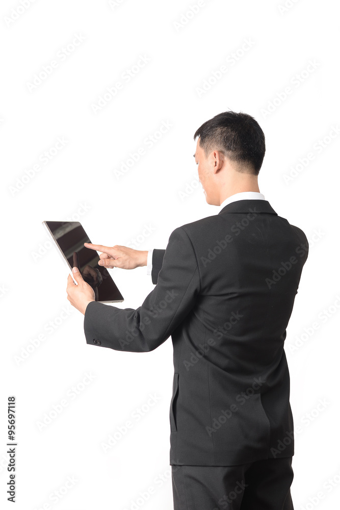 Asian business man using digital tablet computer. Asian business man using digital tablet computer.