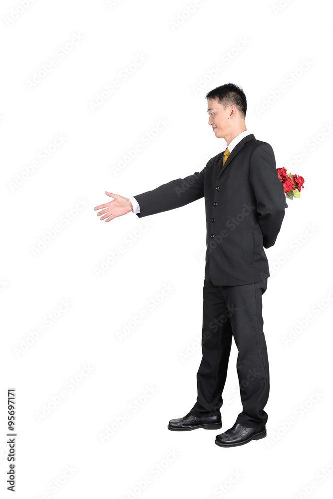 Businessman in work and love. on white background Businessman in work and love. on white background