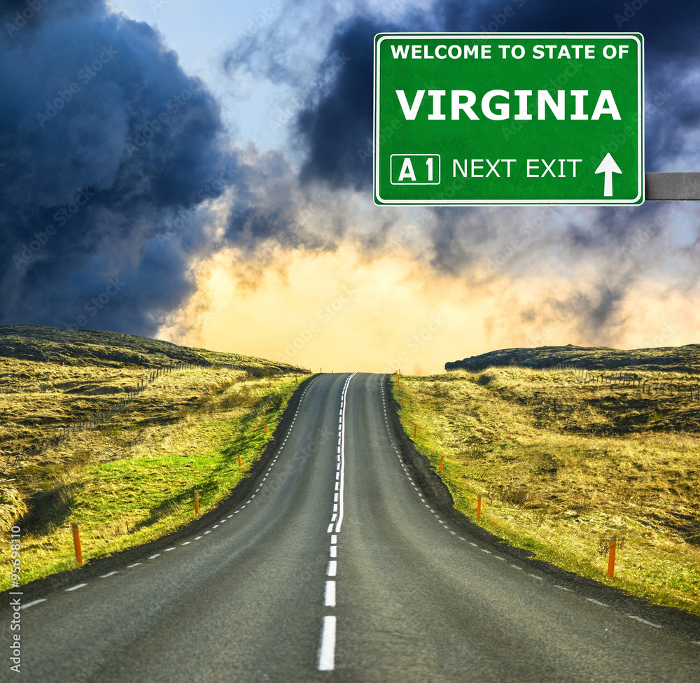 VIRGINIA road sign against clear blue sky