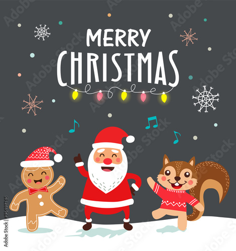 Funny christmas card and poster design. Vector illustration.