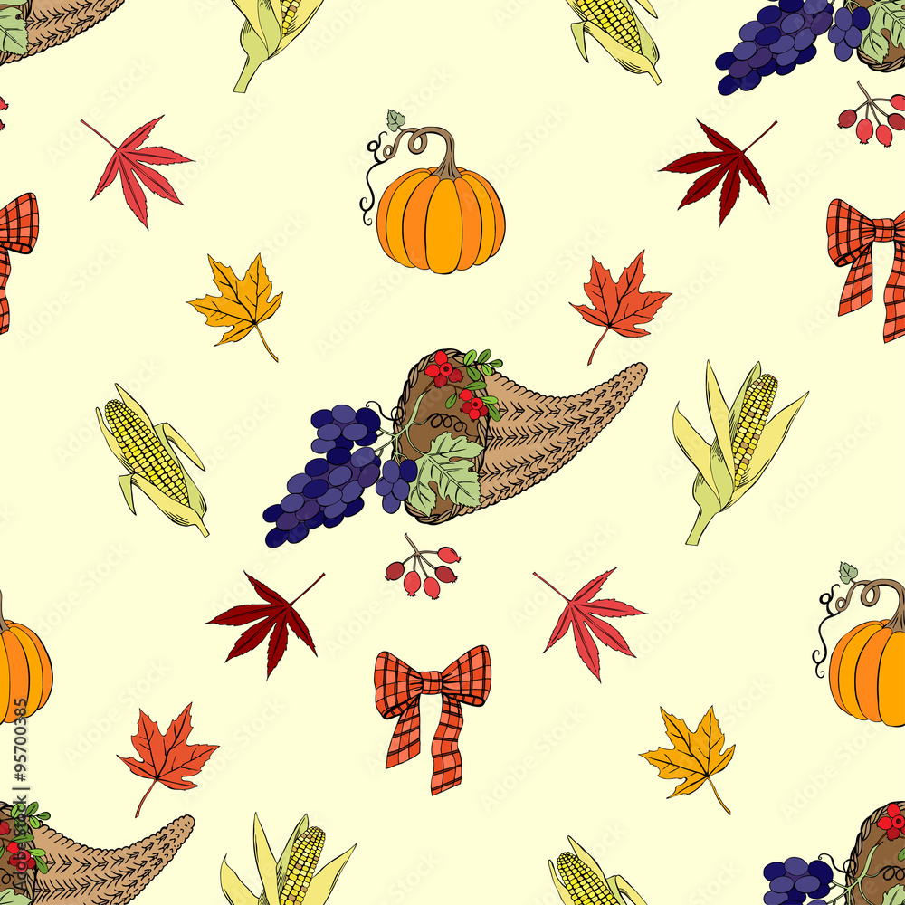 Obraz premium Seamless pattern Thanksgiving-03