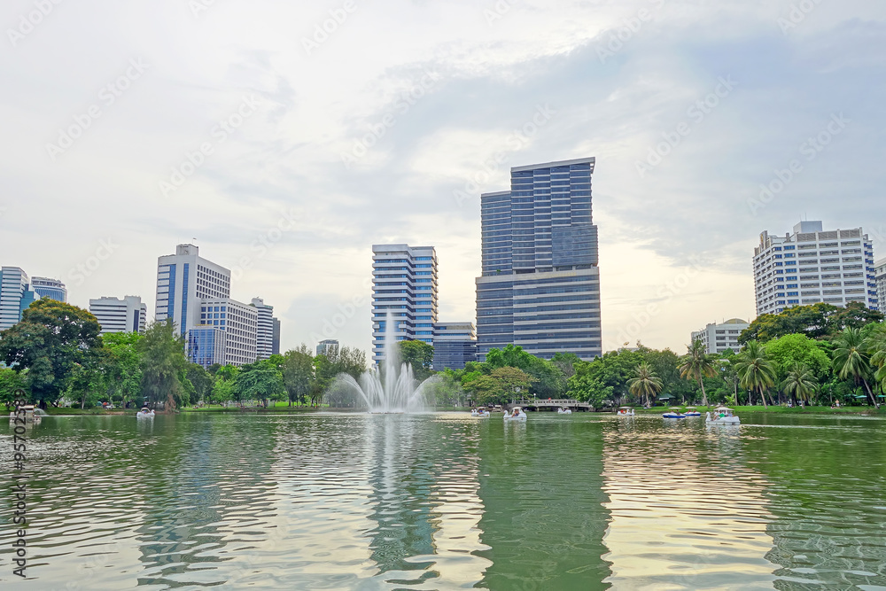 BANGKOK - july 3: Lake view of Lumpini Park in the Thai capital'