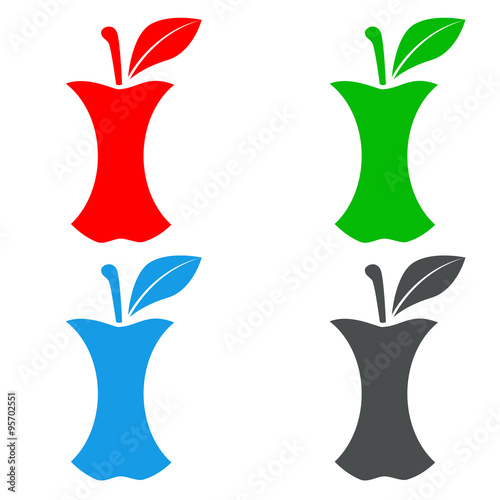 Icono plano manzana mordida en varios colores