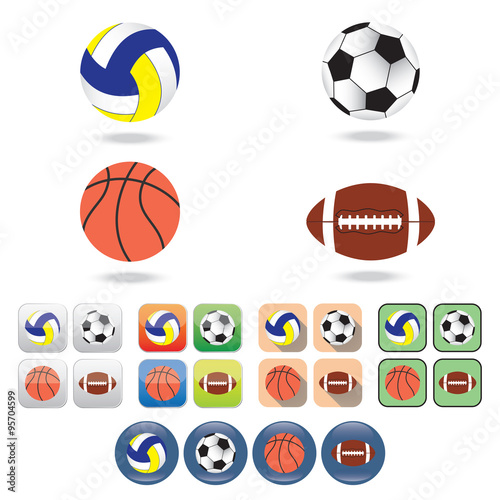 Icons of  balls for different sports.