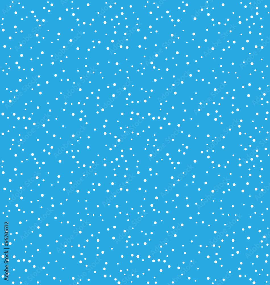 Seamless Christmas Pattern with Snowfall Isolated on Blue
