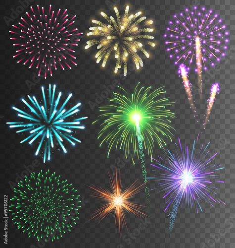 Festive Colorful Firework Salute Burst on Transparent Background