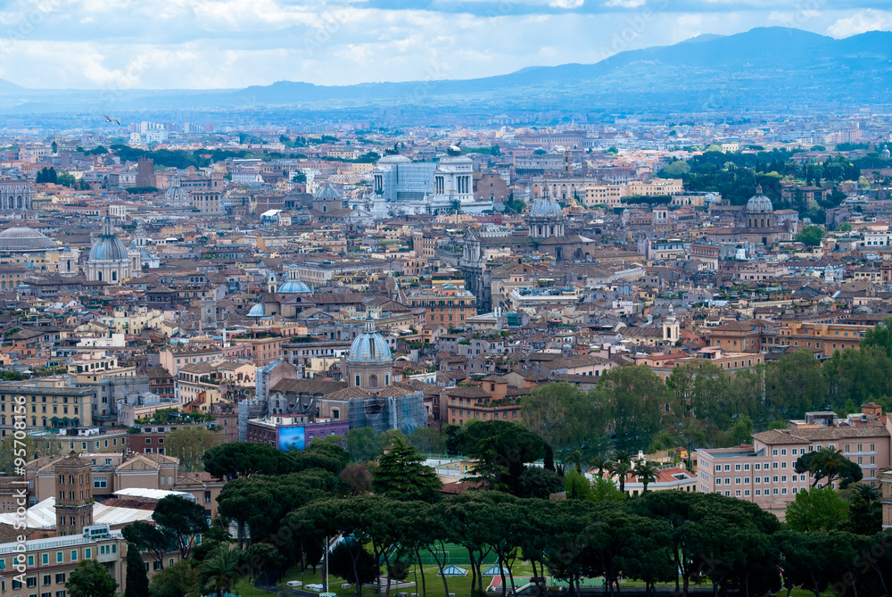 A view of Rome from the top of Saint Peter's Basilica