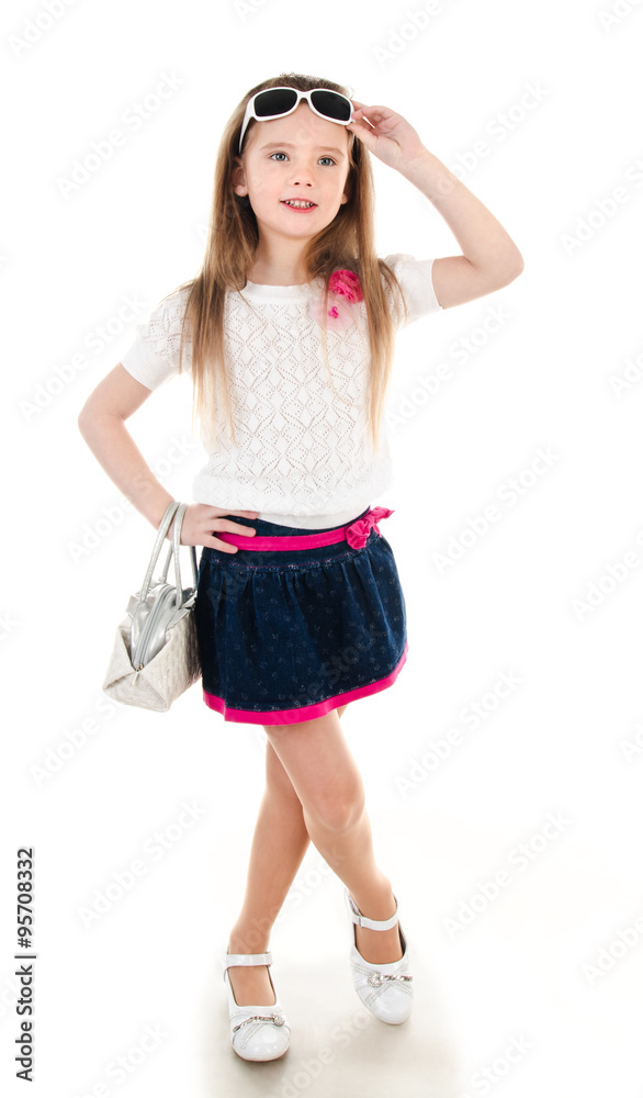 Fototapeta premium Adorable happy little girl in sunglasses