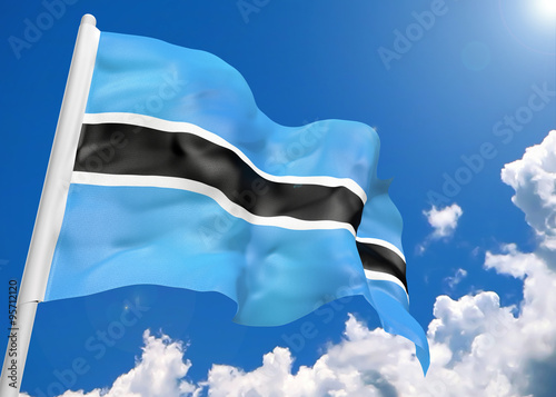 3D realistic waving flag of Botswana