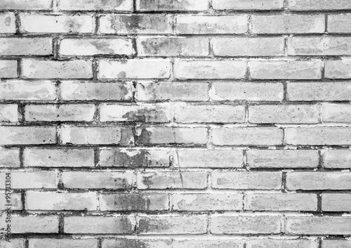 Old white brick wall, closeup background texture